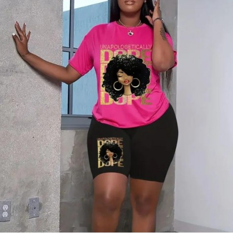 Pink Black 3XL Dope Shorts Set SKU# TMS060213XLPNKMT