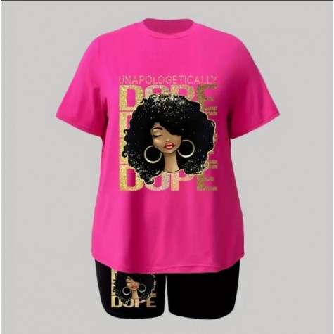 Pink Black 3XL Dope Shorts Set SKU# TMS060213XLPNKMT