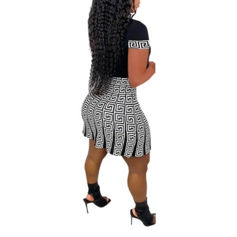 Black White 5XL Top Skirt Set SKU# TMS014305XLBLKMT