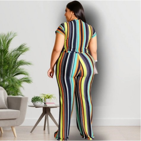 Blue Stripe 3XL Top Pants Set SKU# TMS005733XLBLUMT