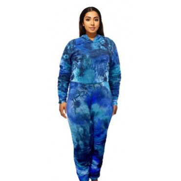 1XL Blue Tie Dye Hoodie Set SKU# ALS214051XLBLUMT