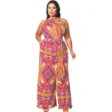 5XL Orange Paisley Jumpsuit SKU# ALD2181375XLORGMT