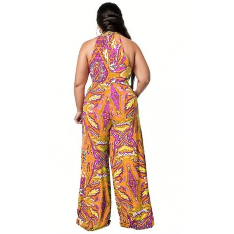 5XL Orange Paisley Jumpsuit SKU# ALD2181375XLORGMT