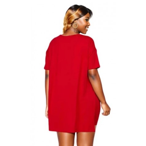 5XL Red V Neck Shorts Set SKU# ALS80985XLREDSD