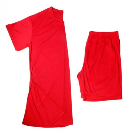 5XL Red V Neck Shorts Set SKU# ALS80985XLREDSD