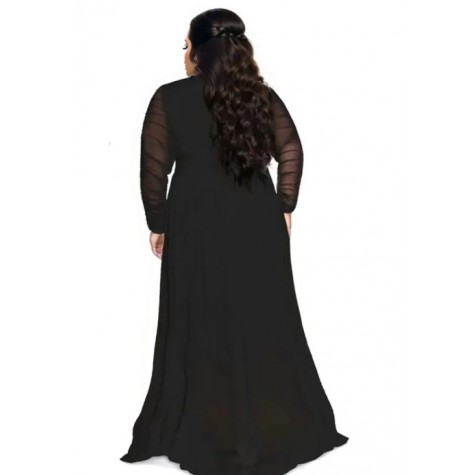 4XL Black Mesh High Low Pant Set SKU# ALS75644XLBLKSD
