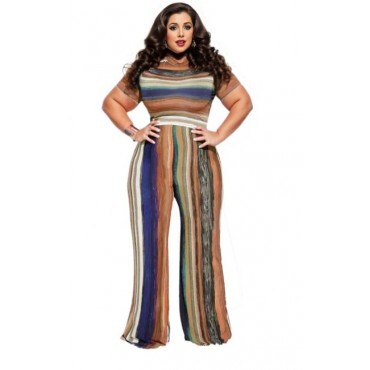 3XL Striped Top Pants Set SKU# ALS222363XLMLTMT