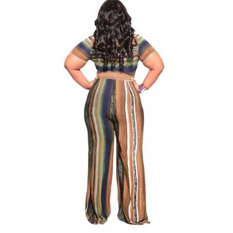 3XL Striped Top Pants Set SKU# ALS222363XLMLTMT