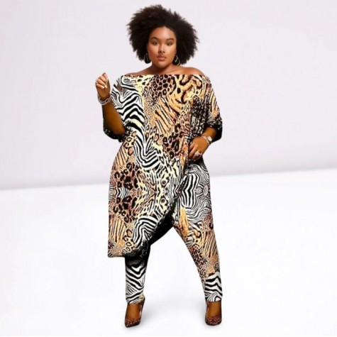 4XL Animal Print Tunic Set SKU# ALS73494XLANIMT