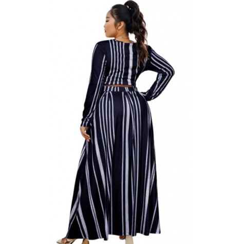 5XL Navy Stripe Outfit Set SKU# ALS224285XLNAVMT