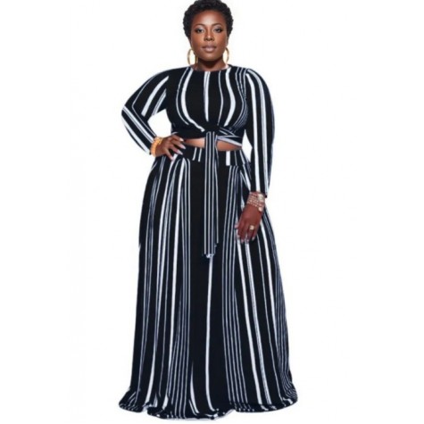 5XL Navy Stripe Outfit Set SKU# ALS224285XLNAVMT