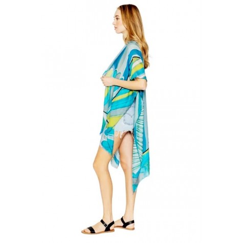 Summer Breeze: Green Abstract Art Kimono Cover SKU# KWS210037GREMT