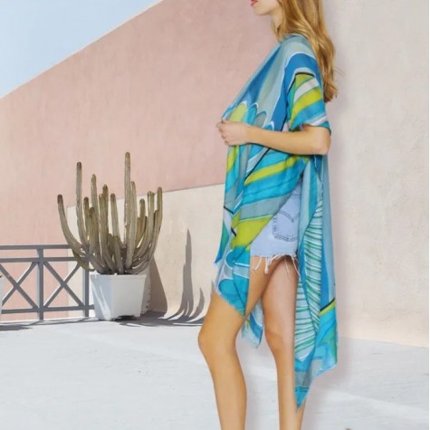 Summer Breeze: Green Abstract Art Kimono Cover SKU# KWS210037GREMT