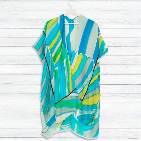 Summer Breeze: Green Abstract Art Kimono Cover SKU# KWS210037GREMT