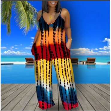 Rainbow Tie Dye 4XL Jumpsuit SKU# TMJ065664XLRNBMT