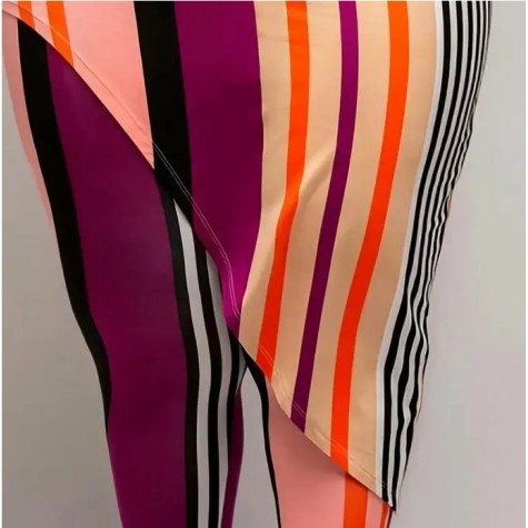 Fuchsia 5XL Striped Top Leggings Set  SKU# TMS012325XLFCHMT