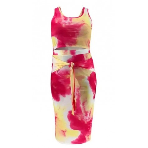 Fuchsia 5XL Skirt Tank Set SKU# TMS014995XLFCHMT