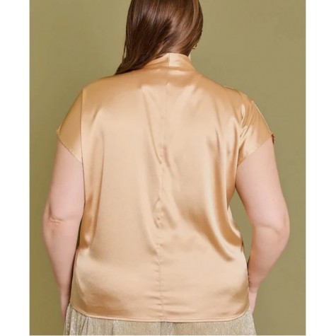GILLI  Plus Size Short Sleeve Golden Wrap Top SKU# XAT4418-gold-6