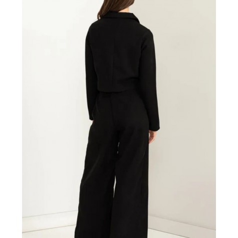 Hyfve  Long Sleeve Crop Blazer High Waist Pants Two Piece Professional Suit Set SKU# HF23E223-SET-black-6 SKU# HF23E223-SET-tan-6