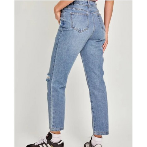 Le Lis  Cotton High Waist Distressed Washed Jeans SKU# IP4676-washed-denim-6