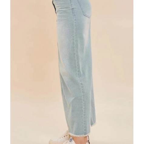 Mustard Seed  Frayed Back Slit Maxi Denim Skirt SKU# DS0509-washed-denim-3