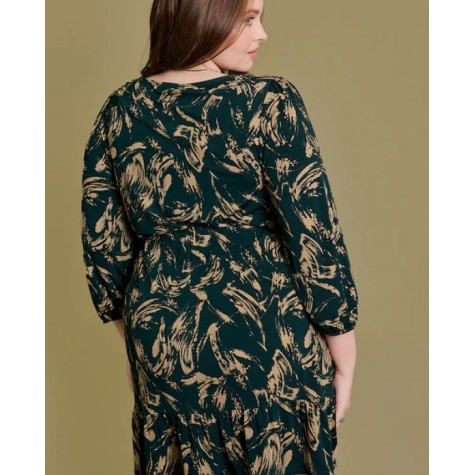 GILLI  Plus Size Drawstring Waist Buttoned Bust Mini Dress SKU# XD18150A-green-abstract-6