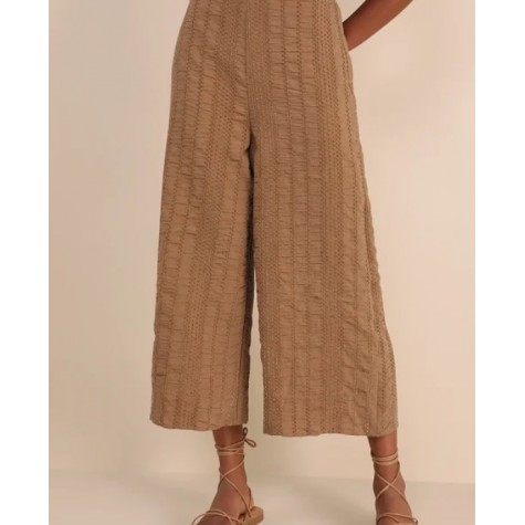 Lulus  Sunny Textured Velvet Crop Sleeveless Top Wide-Leg Pants Set SKU# CP50825-brown-white-8