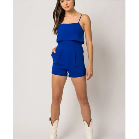 GILLI  Sleeveless Side Pocket Layered Top Summer Romper SKU# AM3000-purple-6 SKU#AM3000-royal-blue-6 SKU# AM3000-orange-6