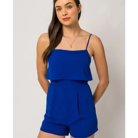 GILLI  Sleeveless Side Pocket Layered Top Summer Romper SKU# AM3000-purple-6 SKU#AM3000-royal-blue-6 SKU# AM3000-orange-6