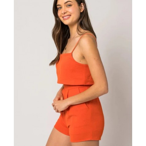 GILLI  Sleeveless Side Pocket Layered Top Summer Romper SKU# AM3000-purple-6 SKU#AM3000-royal-blue-6 SKU# AM3000-orange-6