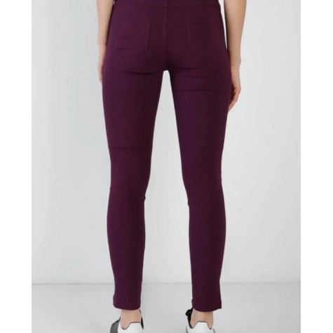 Active USA  Purple Plum Contrast Button Mid Rise Skinny Pants SKU# P1153LOW-purple-plum
