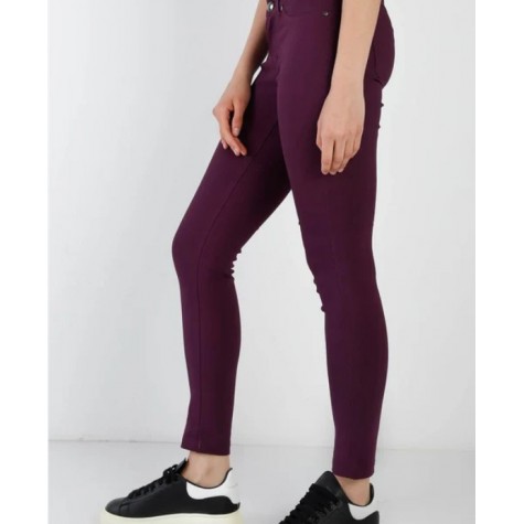 Active USA  Purple Plum Contrast Button Mid Rise Skinny Pants SKU# P1153LOW-purple-plum