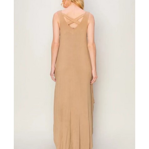 HYFVE  Sleeveless Two Side Pocket Flowing Maxi Dress SKU# HF24E377-taupe-6 SKU# HF24E377-copper-tan-6 SKU# HF24E377-olive-6